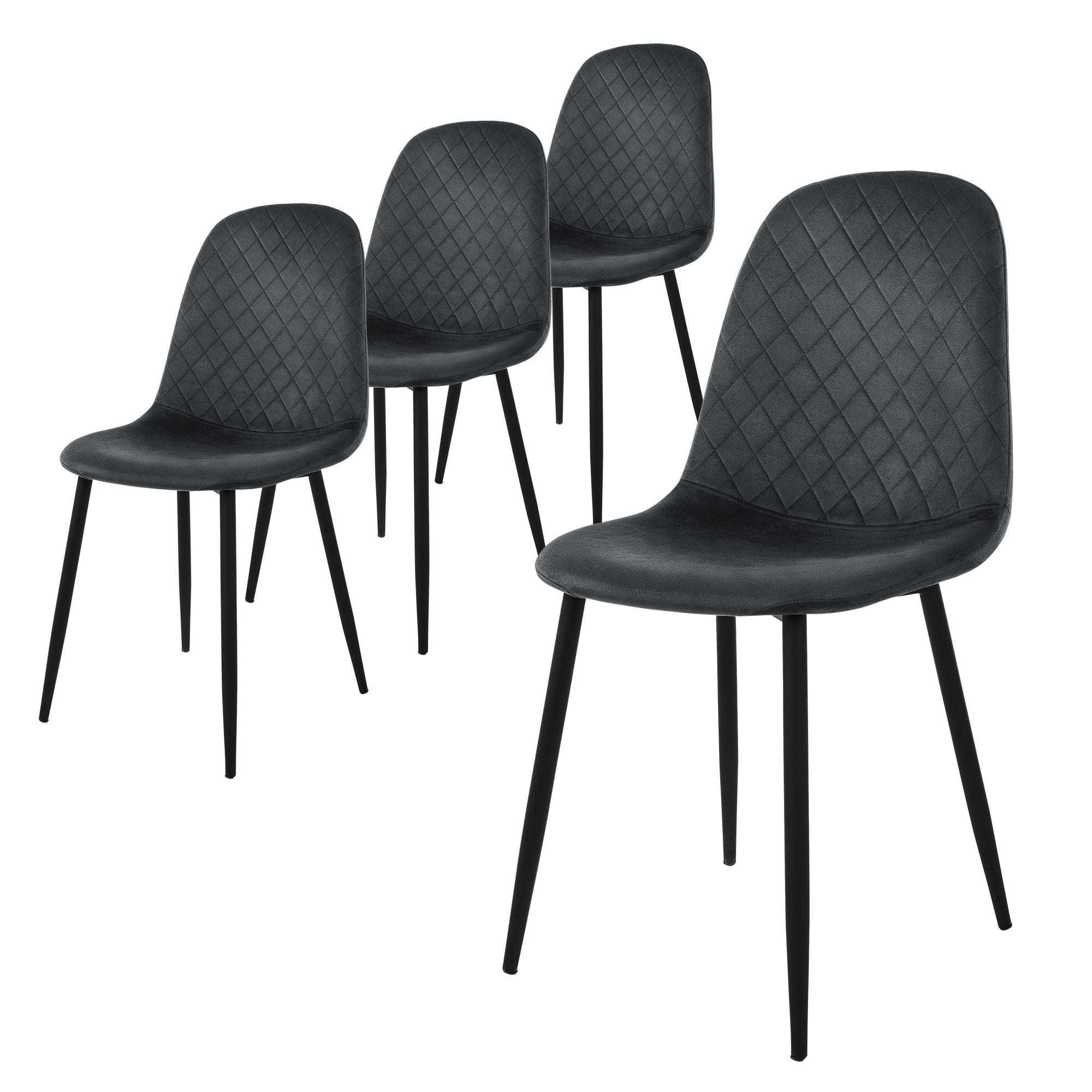 ECD Germany Möbel ML-Design chaise velours anthracite lot de 4 matelassée