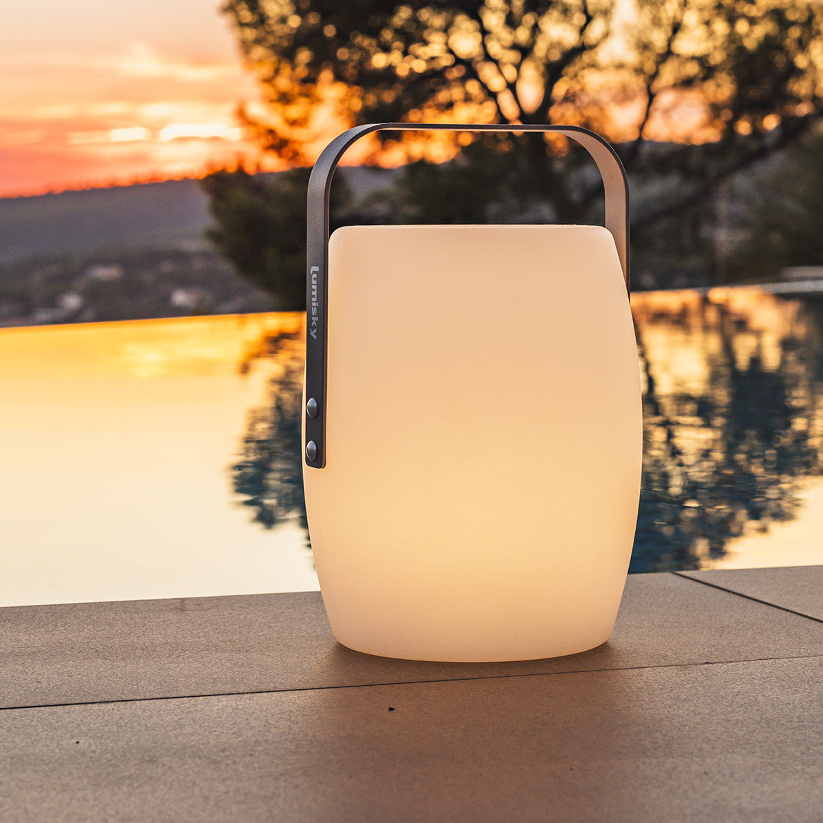 Red Deco Lucy Rock H31cm lanterne sans fil poignée dimmable