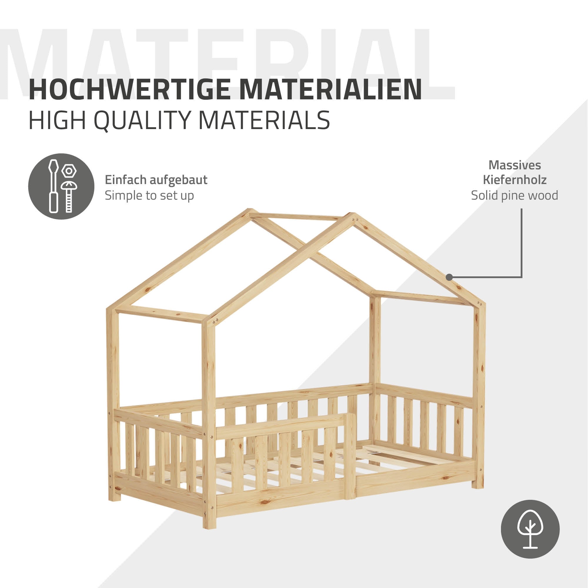ML-Design lit cabane enfant pin 70x140 nature B-Ware