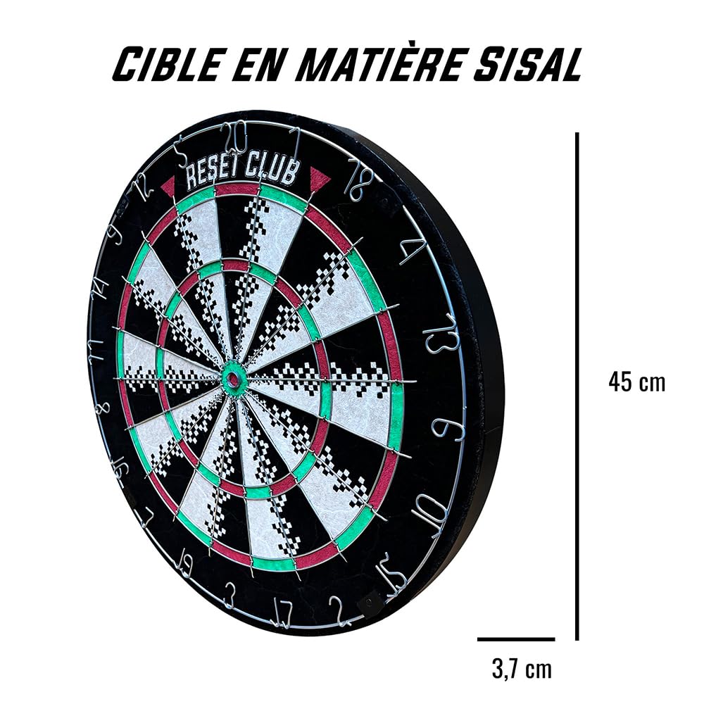 Reset Dartboard cible fléchettes sisal 45 cm + 6 fléchettes