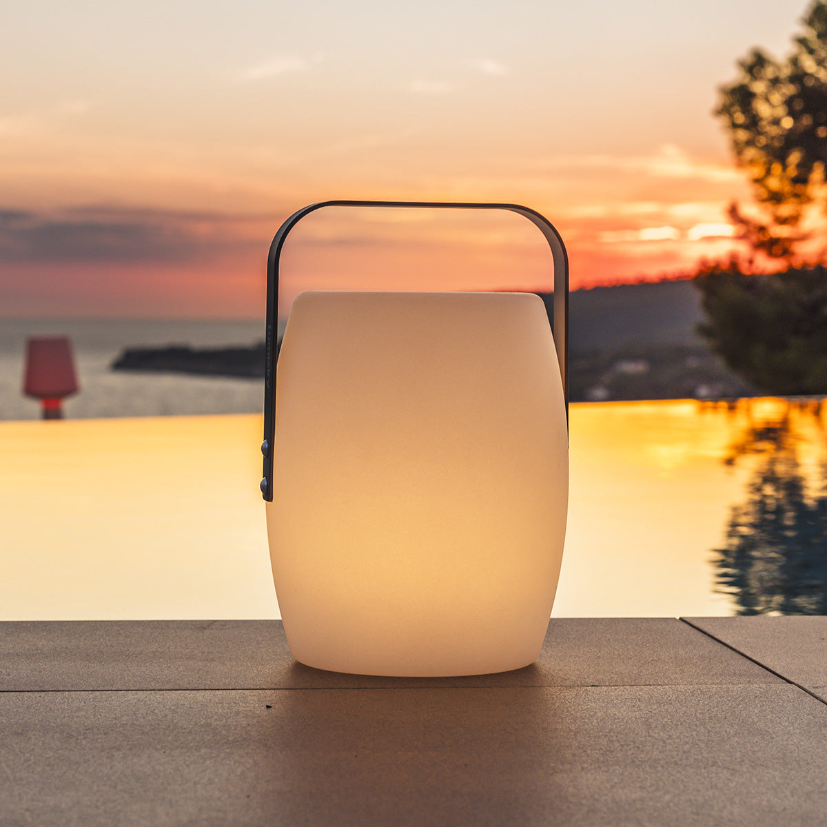 Red Deco Lucy Rock H31cm lanterne sans fil poignée dimmable