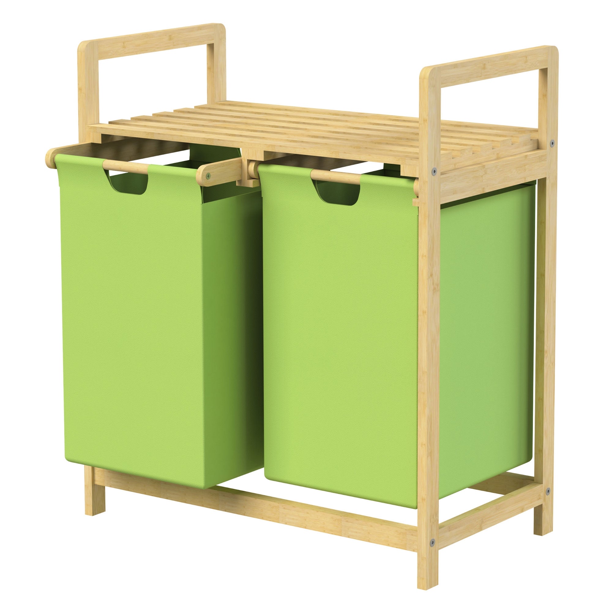 ECD Germany Möbel panier linge bambou 2x30L bleu foncé