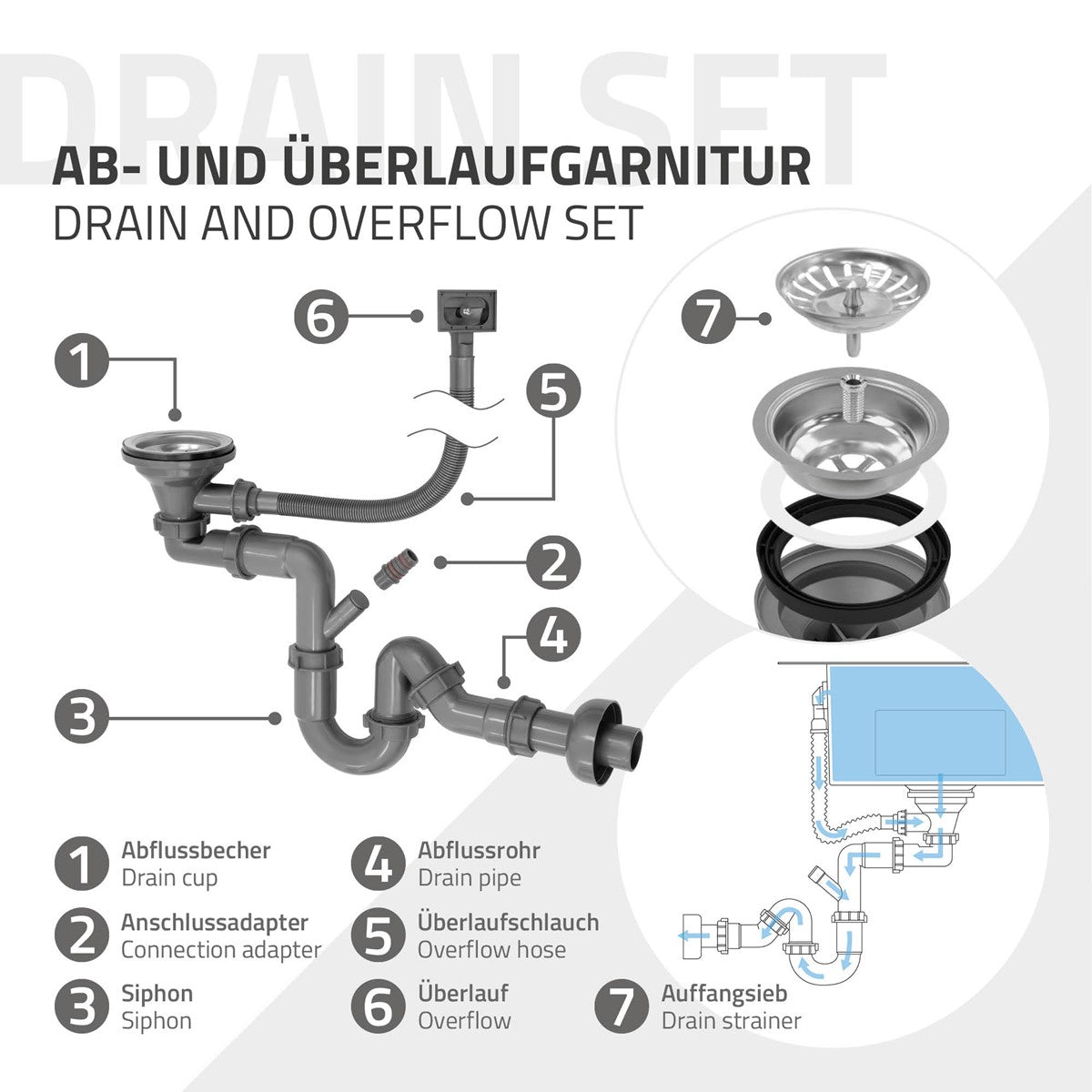 ECD Germany évier encastrable inox 70x40 cm argent
