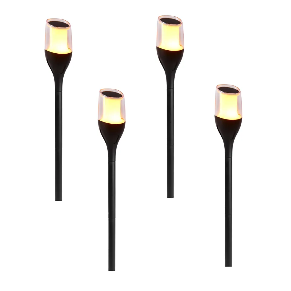 Red Deco Farely H64,5 cm lot 4 torches solaires flamme