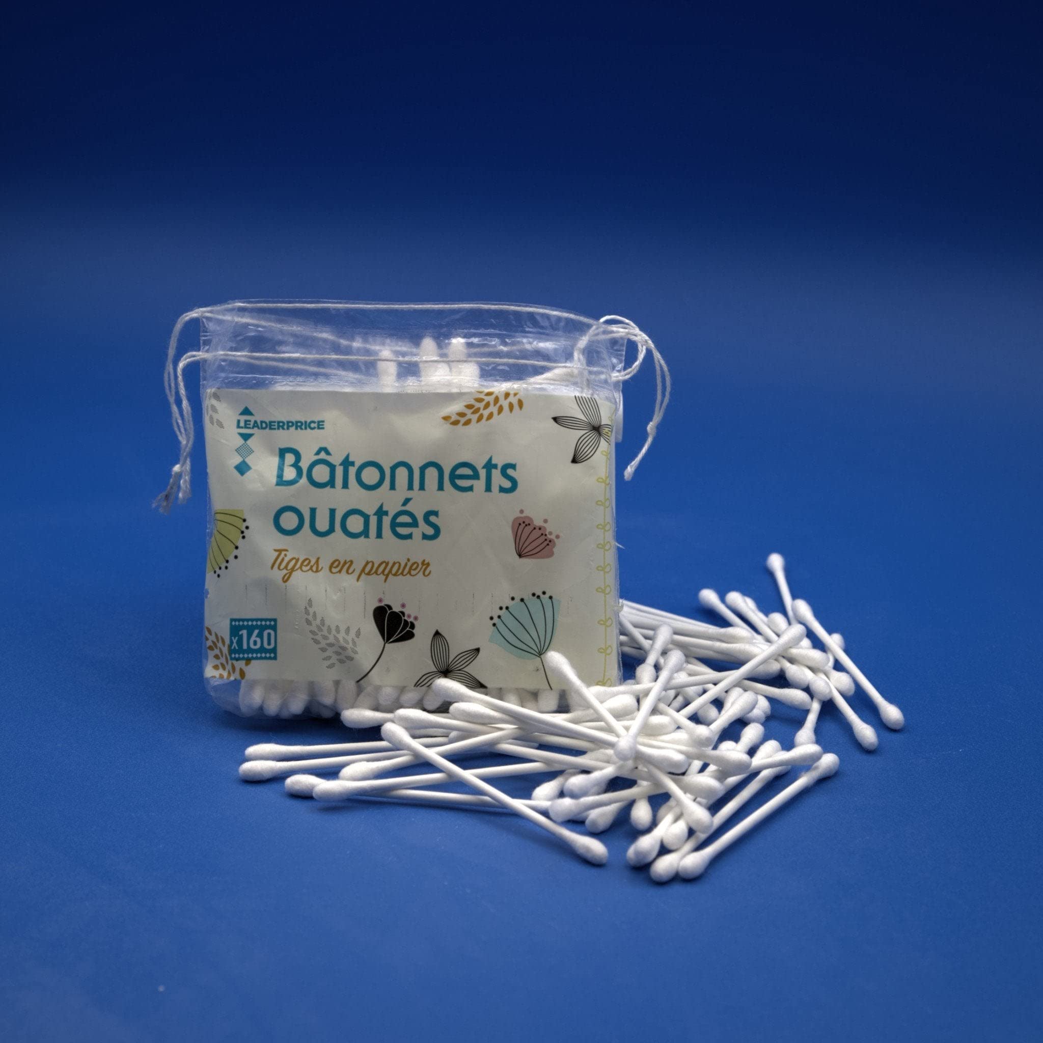 Leader Price Bâtonnets ouatés 160 tiges papier doux