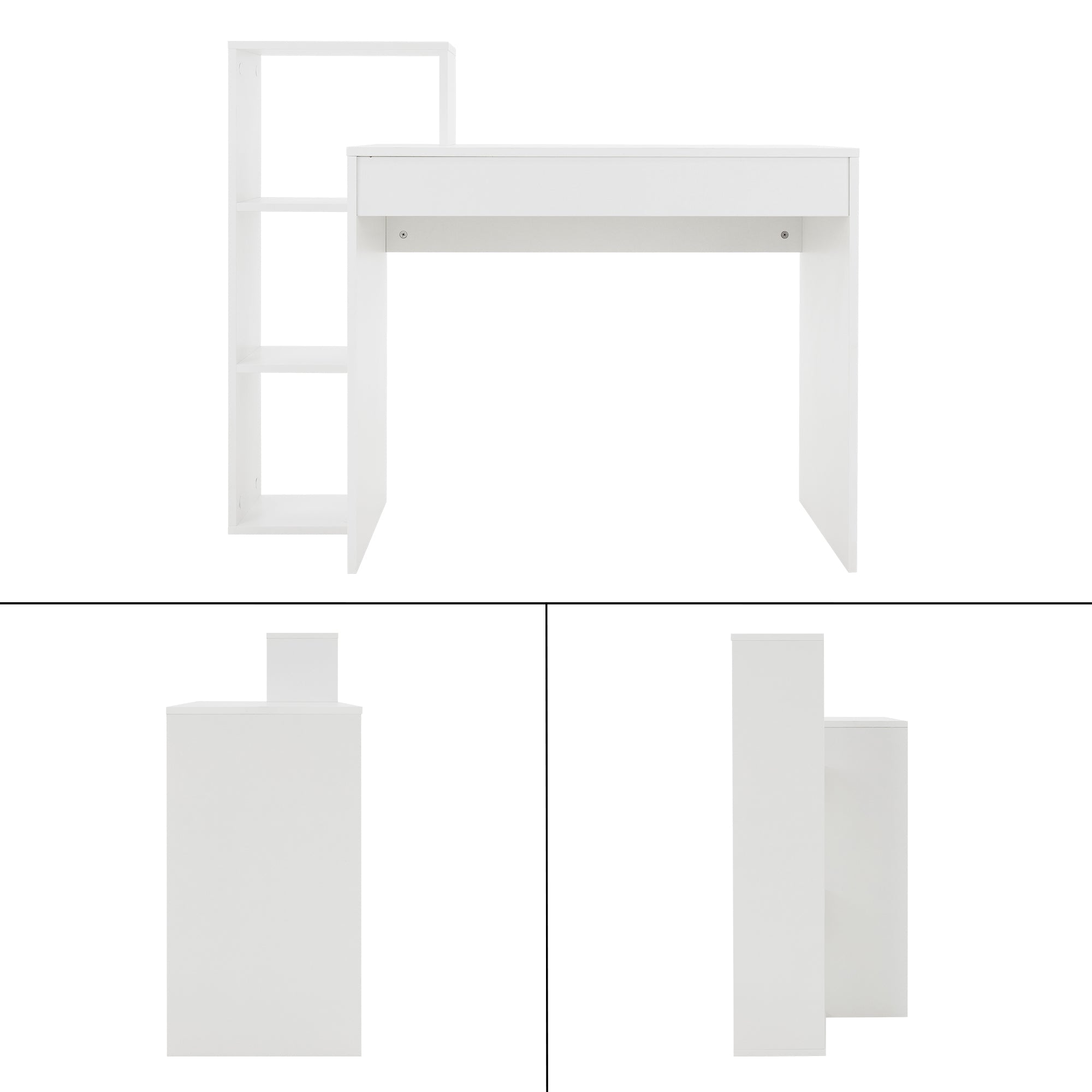 ECD Germany ML-Design Bureau Blanc avec Étagère 110x72x40 cm