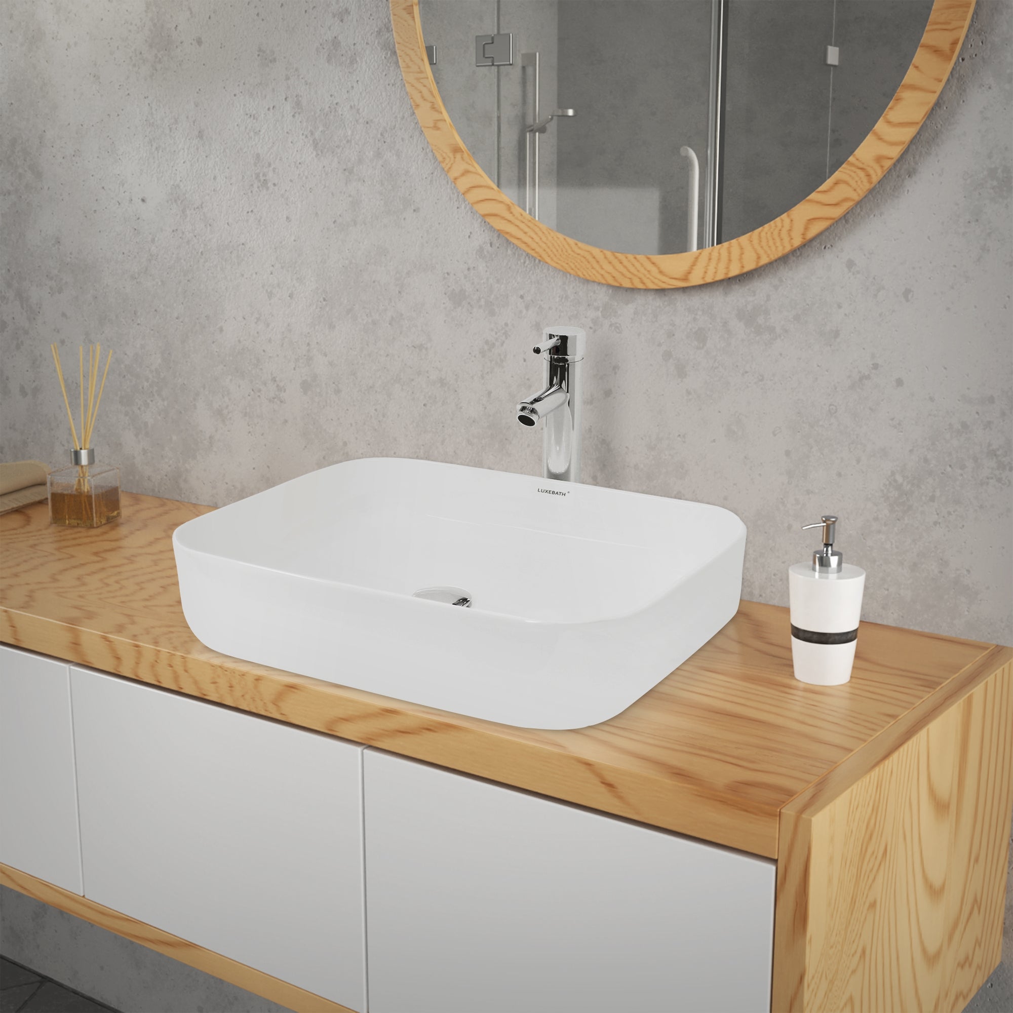 ECD Germany Sanitär lavabo 50,5 cm blanc céramique bonde