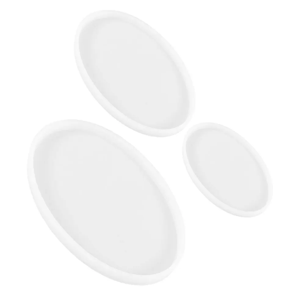 Milisten Art & Crafts Lot 3 Moules silicone ovales blanc