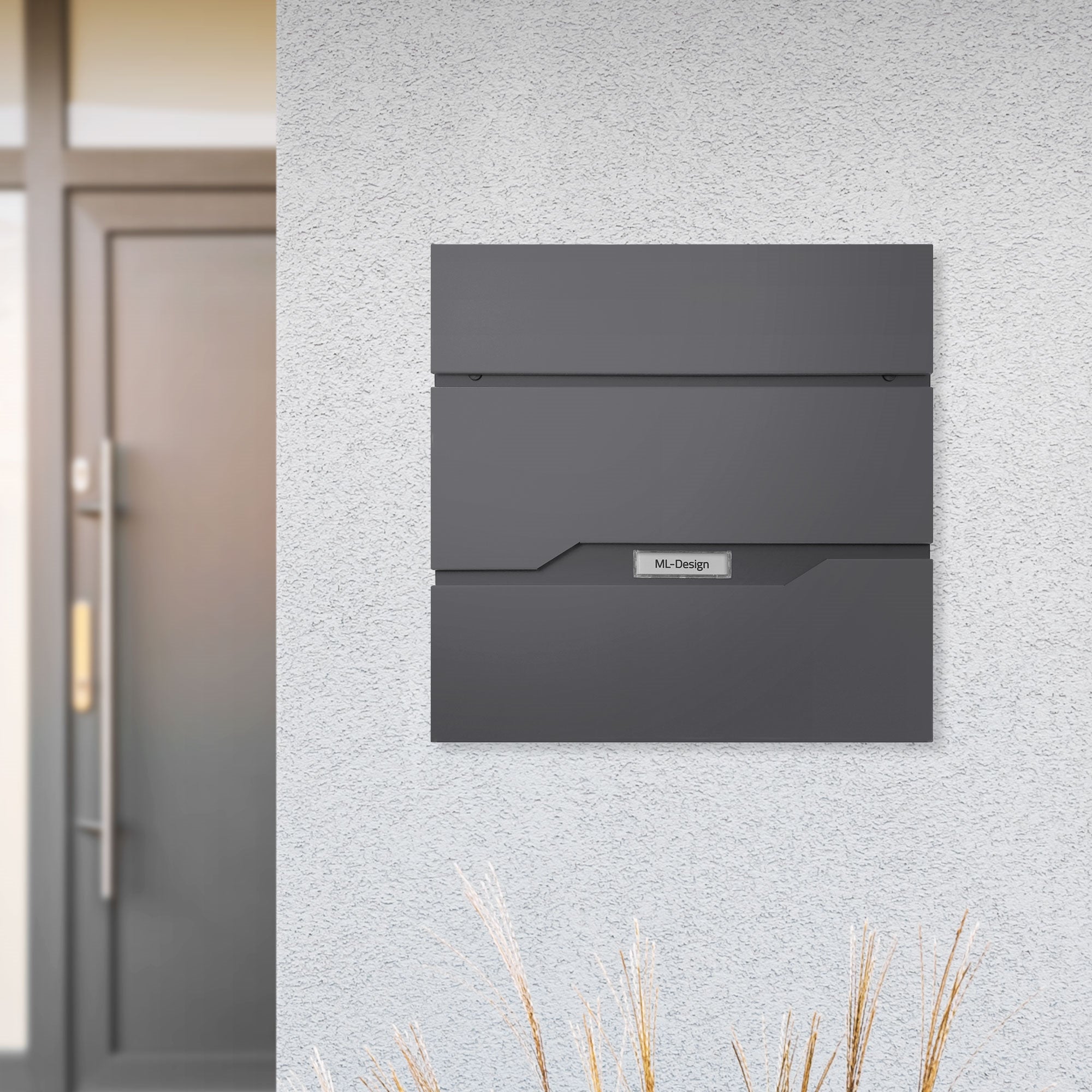 ECD Germany Boite aux lettres murale anthracite inox journal 37 cm