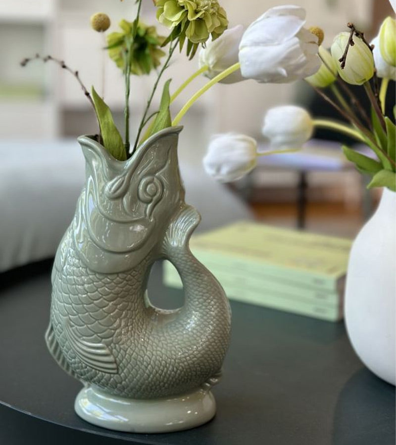 L'avant gardiste Gluggle XL carafe poisson vert sauge