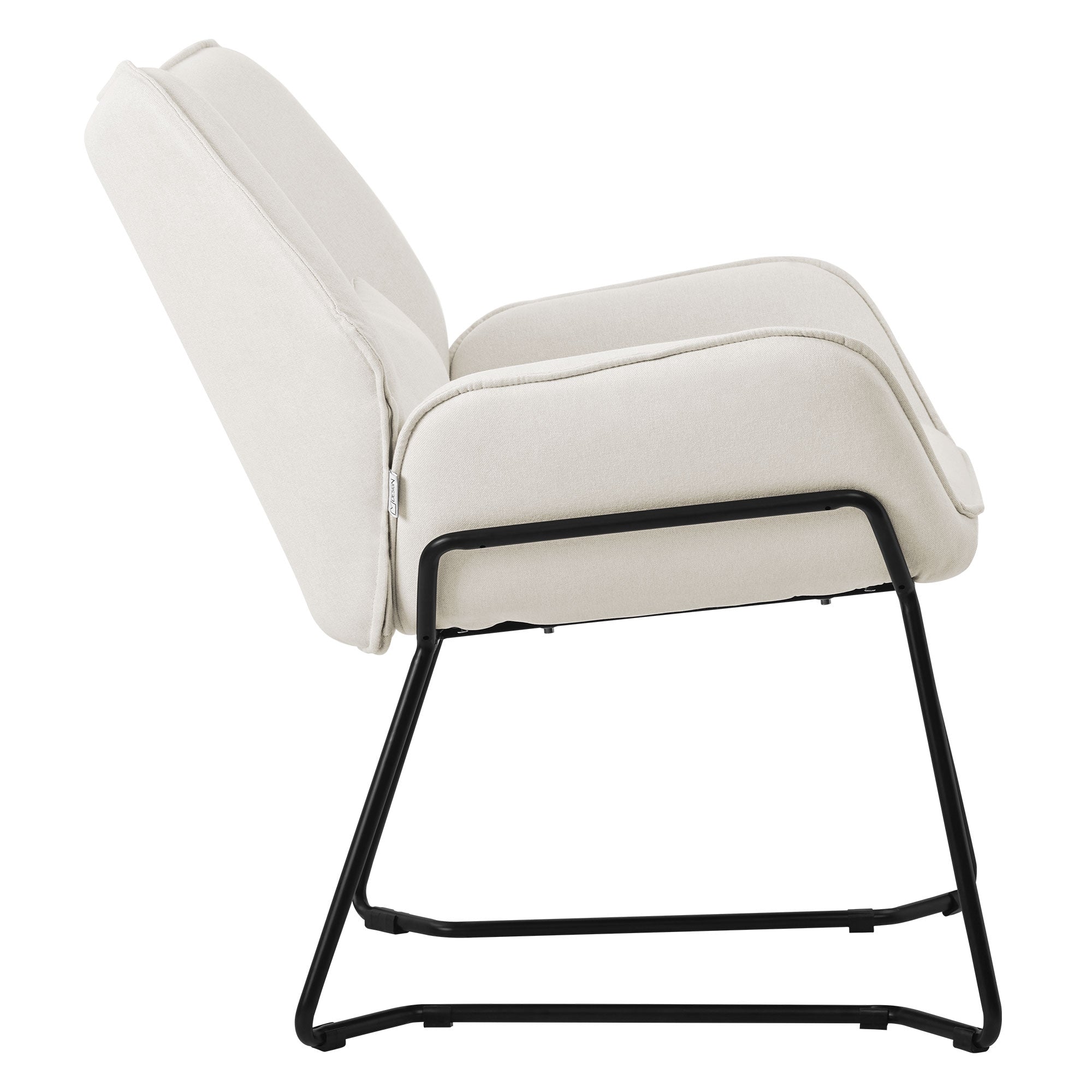 ML-Design Fauteuil détente beige lin accoudoirs + coussin