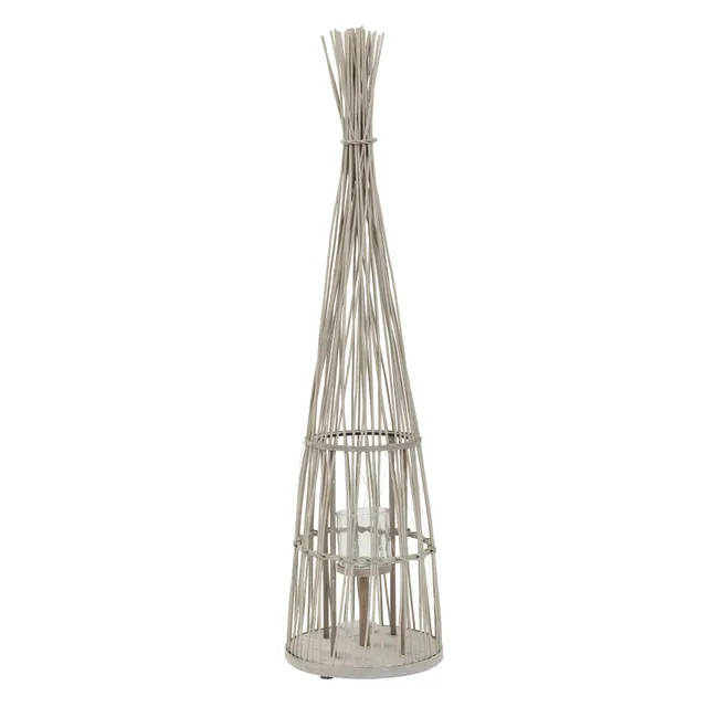 ECD Germany Garten lanterne bambou 132 cm avec verre et guirlande LED