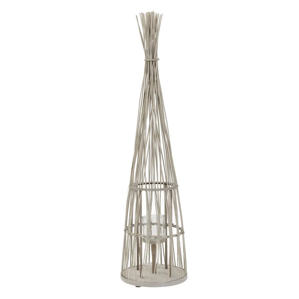 ECD Germany Garten lanterne bambou 132 cm avec verre et guirlande LED