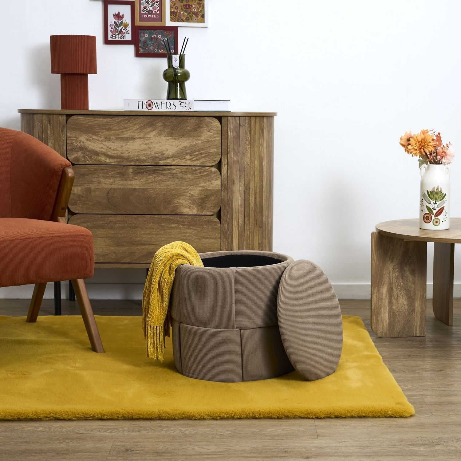 Home Deco Factory Jules pouf rangement taupe tressé