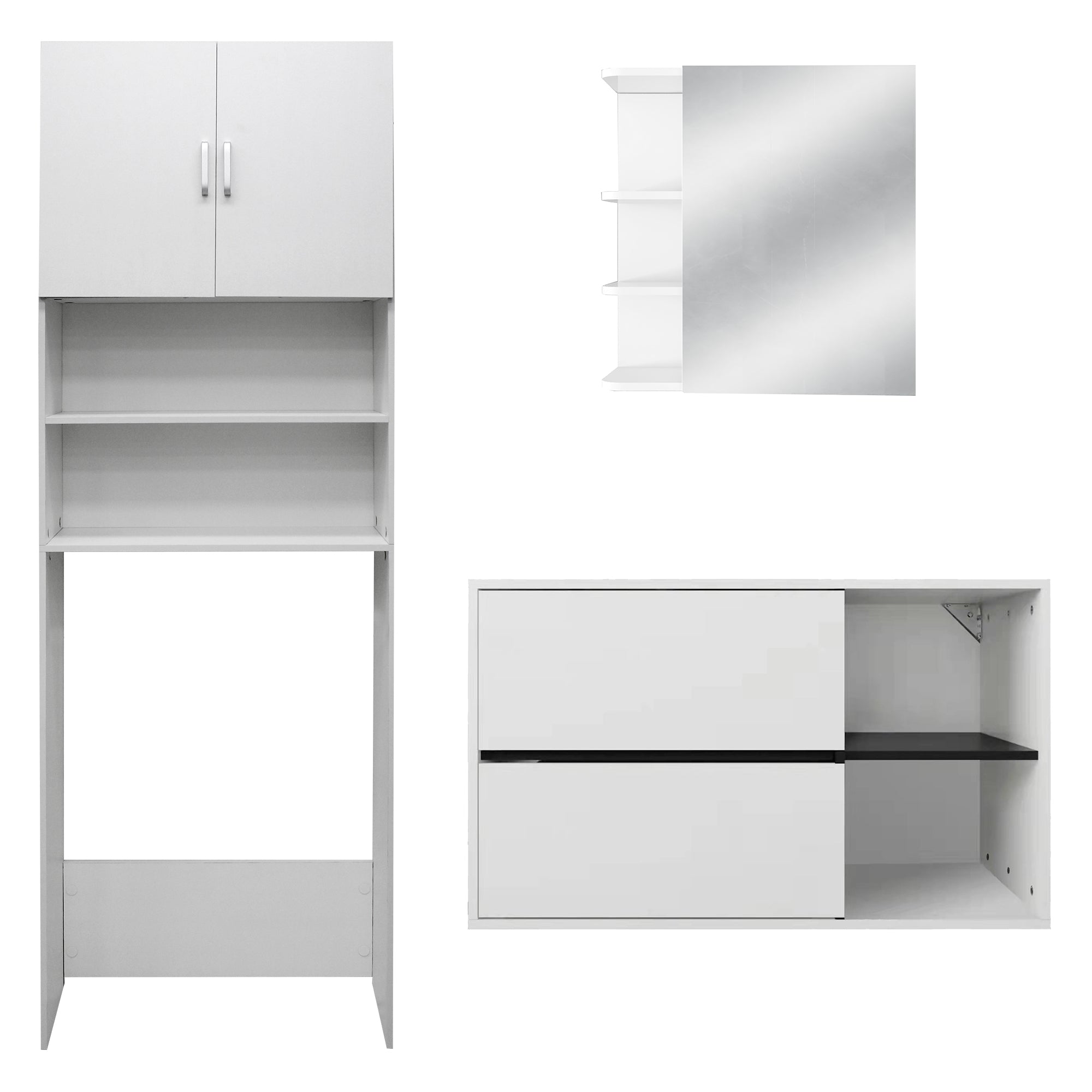 ECD Germany Möbel meuble salle de bain blanc 3 pièces ML-Design