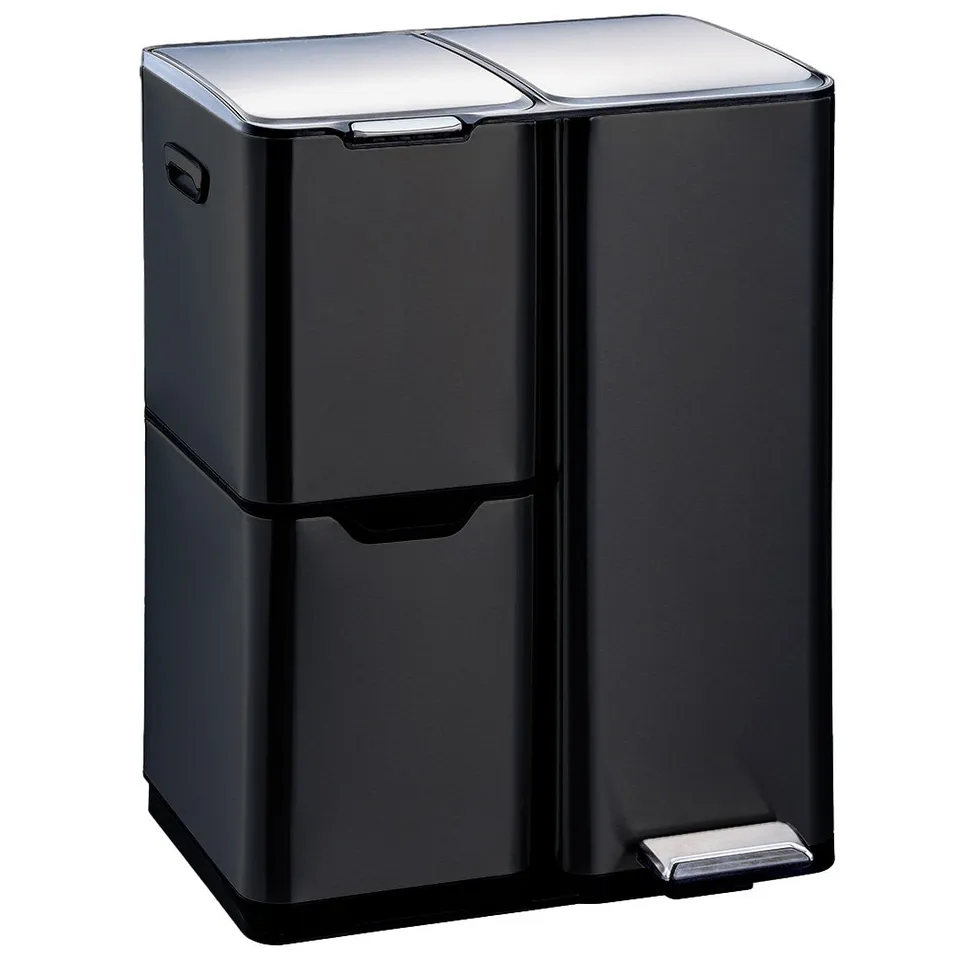Red Deco Haja poubelle tri 60L inox noir à pédale