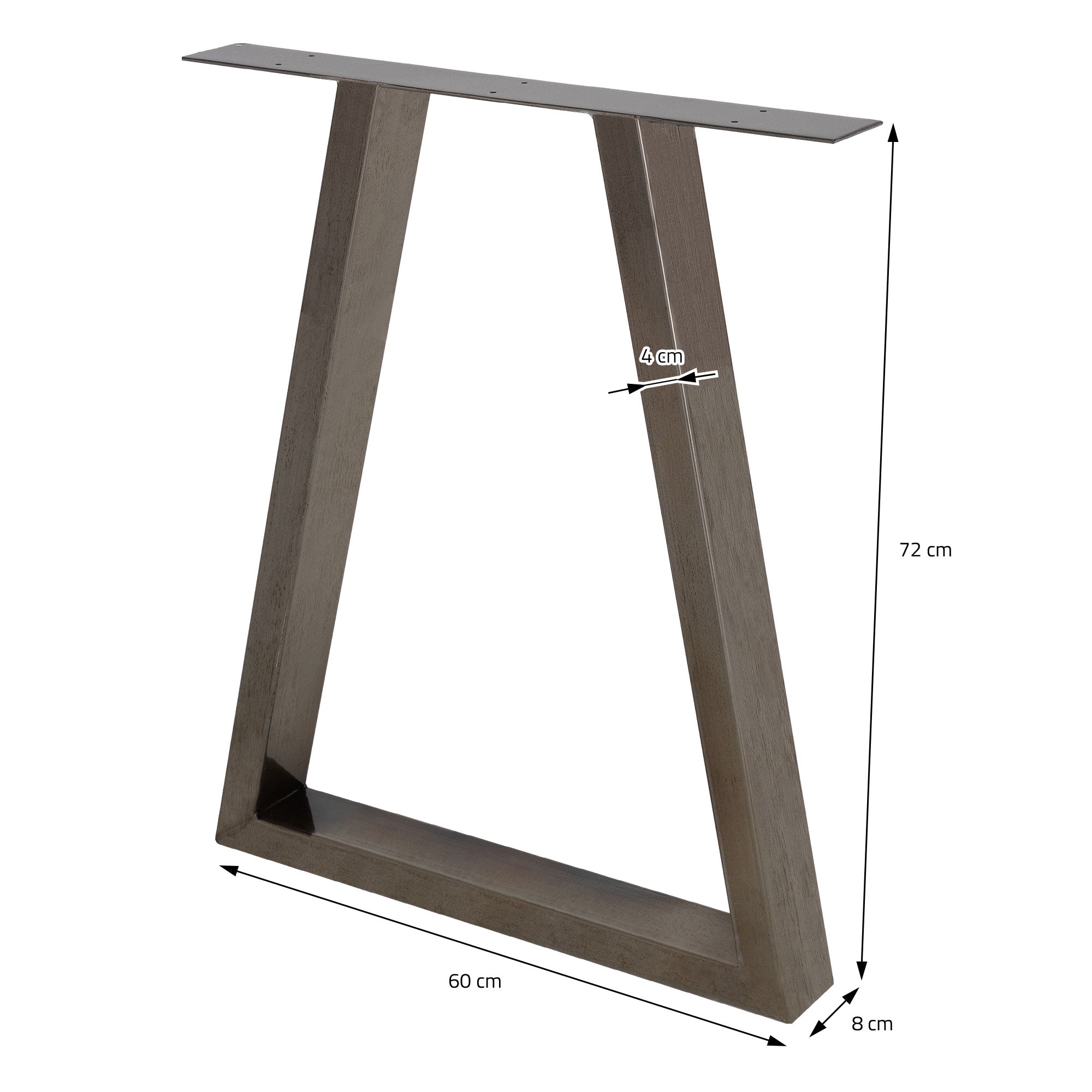 ECD Germany Möbel pieds table trapèze 60x72cm acier lot 2
