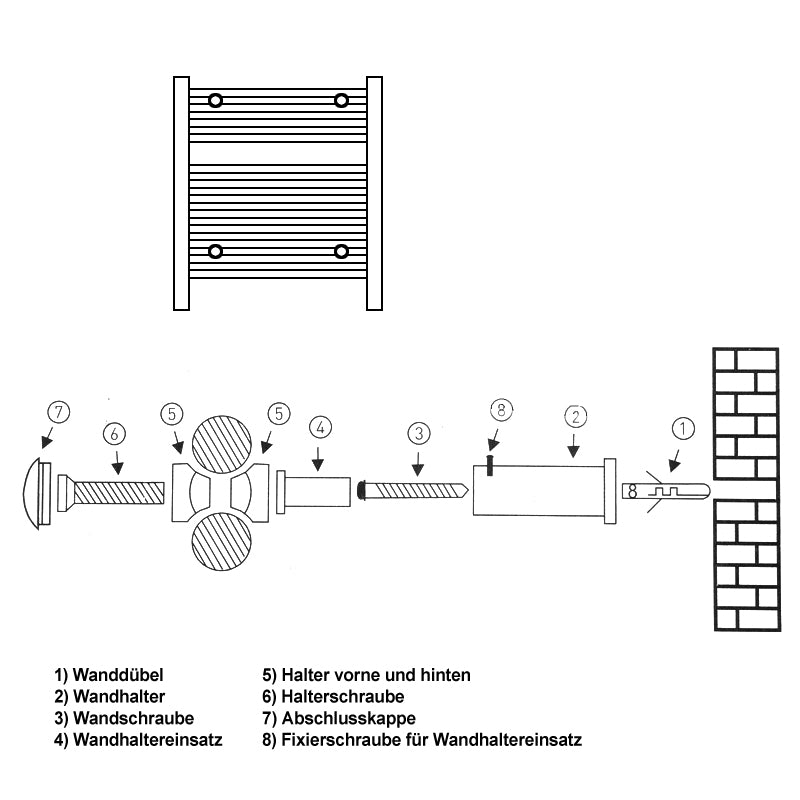 ECD Germany LuxeBath fixation radiateur anthracite droit galbé