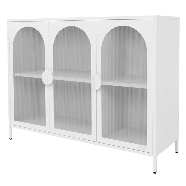 ECD Germany Möbel Vitrine 120x93x40 cm Blanc 4 Casiers Acier