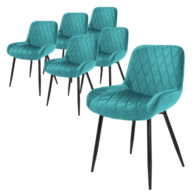 ECD Germany Möbel Chaise salle à manger velours pétrole lot 6