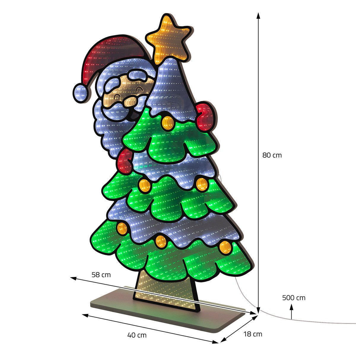 ECD Germany sapin Noël LED 58x80 cm miroir infini Père Noël