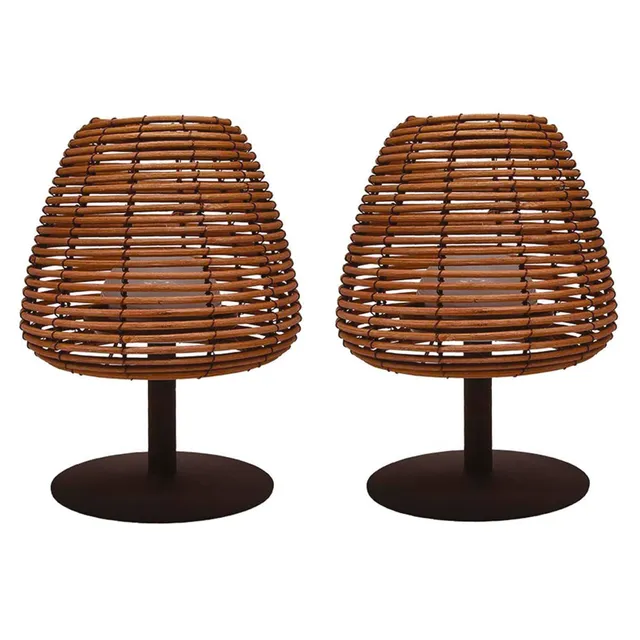 Red Deco Standy Mini Boheme lampe table sans fil lot 2 rotin H25cm