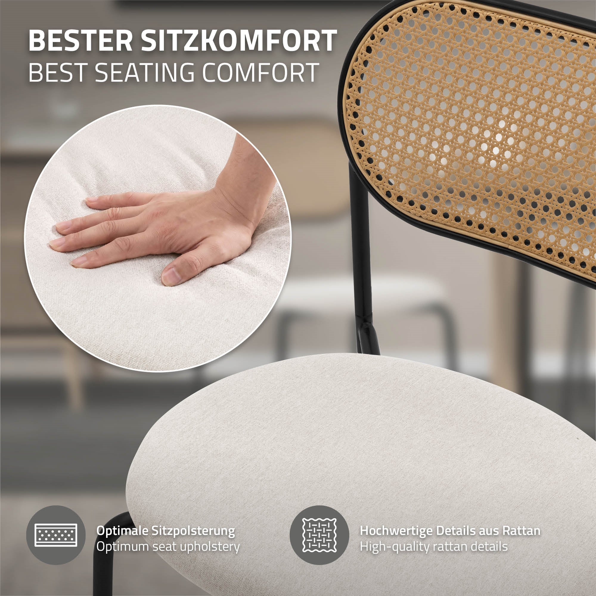 ECD Germany ML-Design chaise salle à manger beige lot 6