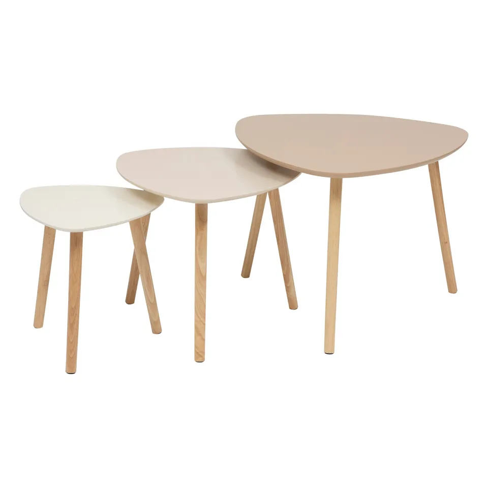 Stokomani Maison 3 tables gigognes Mileo Beige salon