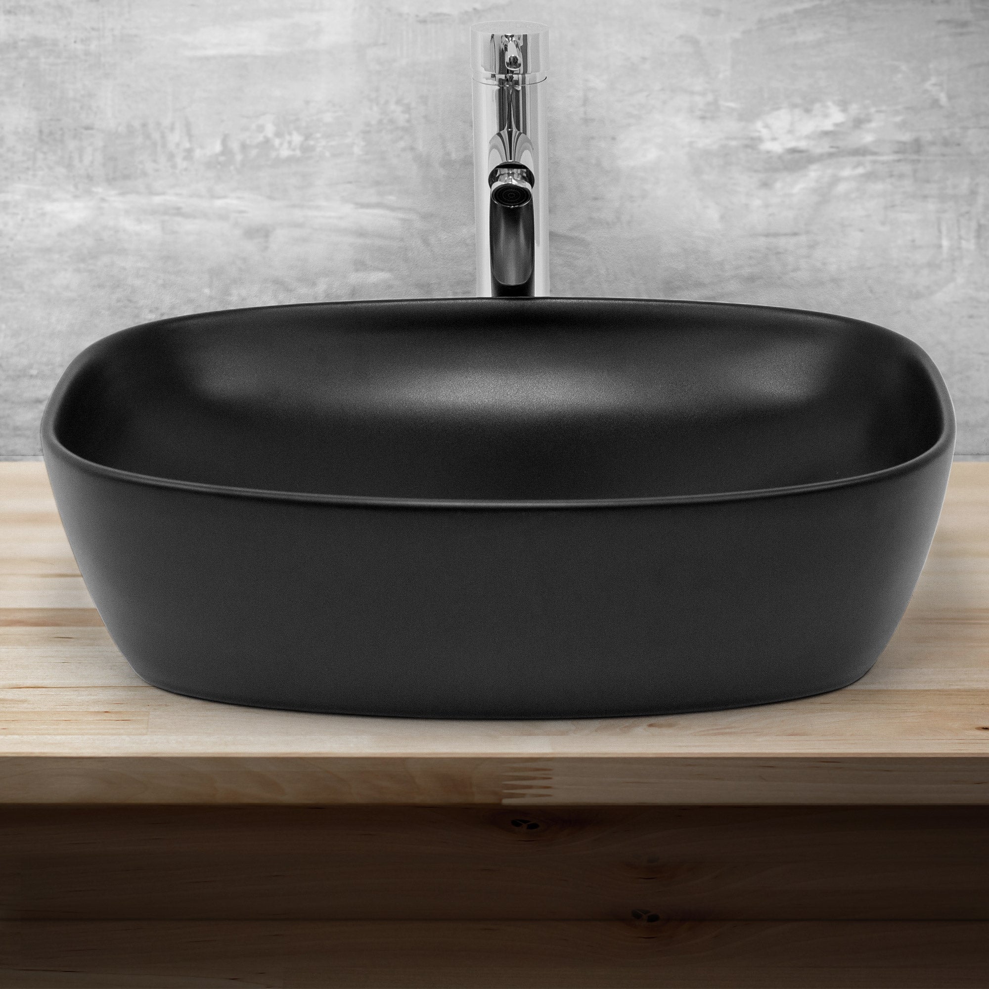ECD Germany ML-Design vasque à poser noire céramique 50 cm bonde