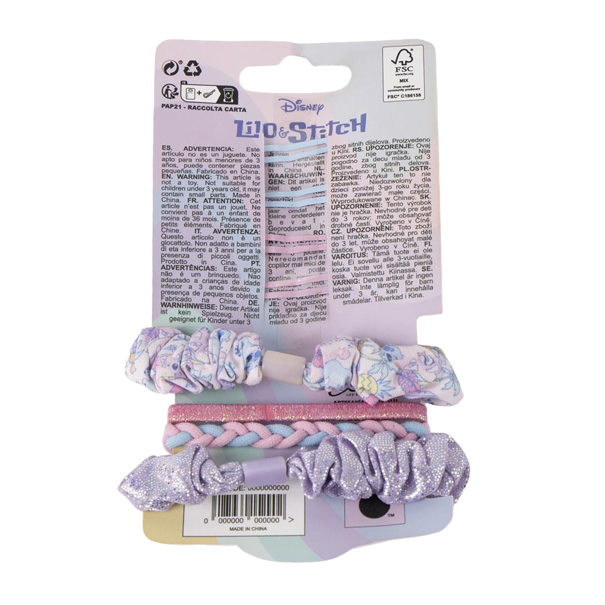 Lilo & Stitch Lot 8 Accessoires Cheveux Barrettes Chouchous