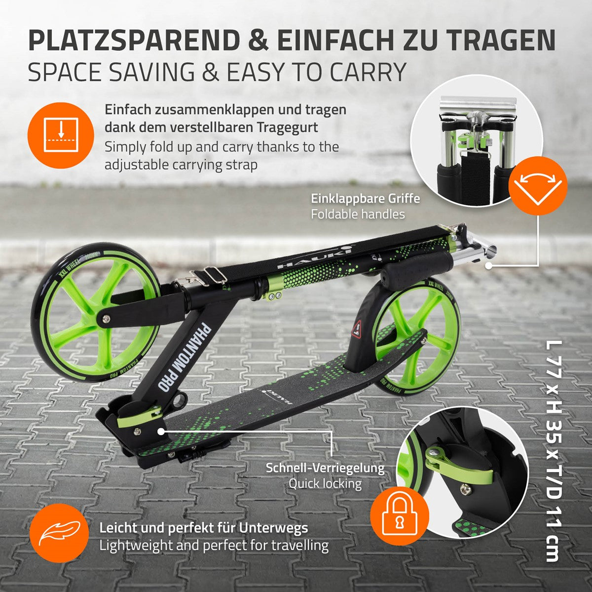 ECD Germany Sport Freizeit Cityroller trottinette vert pliable XXL