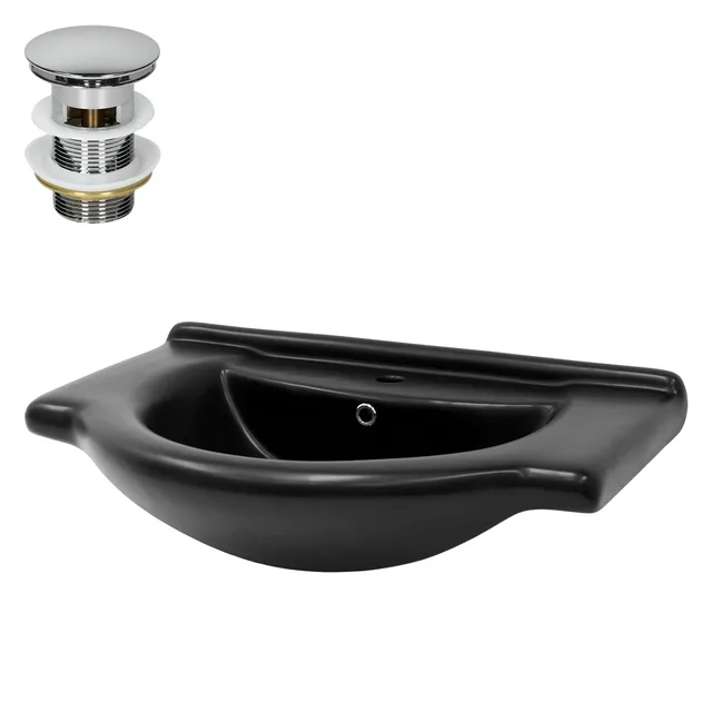 ECD Germany Sanitär vasque 77x50 noir mat bonde argent