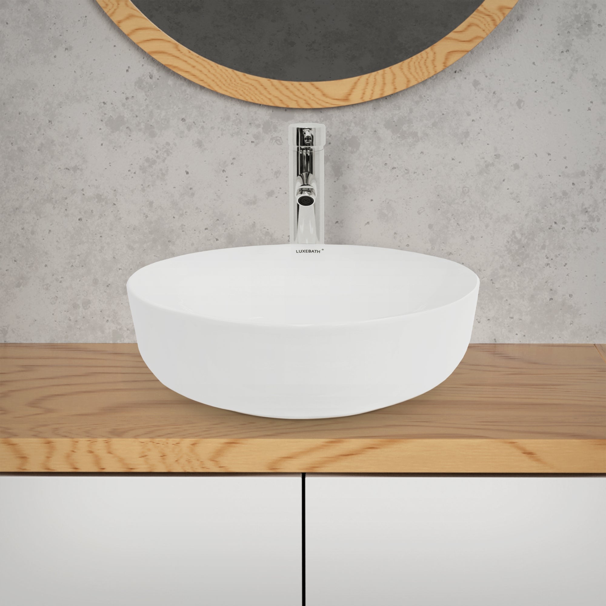 ECD Germany Sanitär LuxeBath vasque ronde blanc céramique Ø40cm