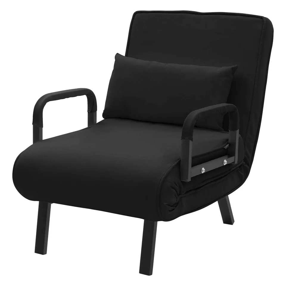ECD Germany ML-Design fauteuil lit chenille noir 186x60 cm convertible