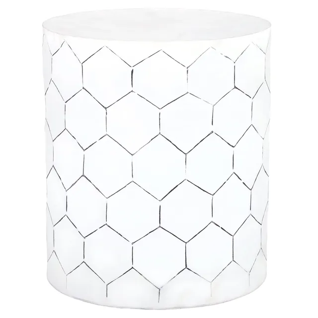 ECD Germany Möbel table d'appoint blanche métal 38x45 cm hexagone