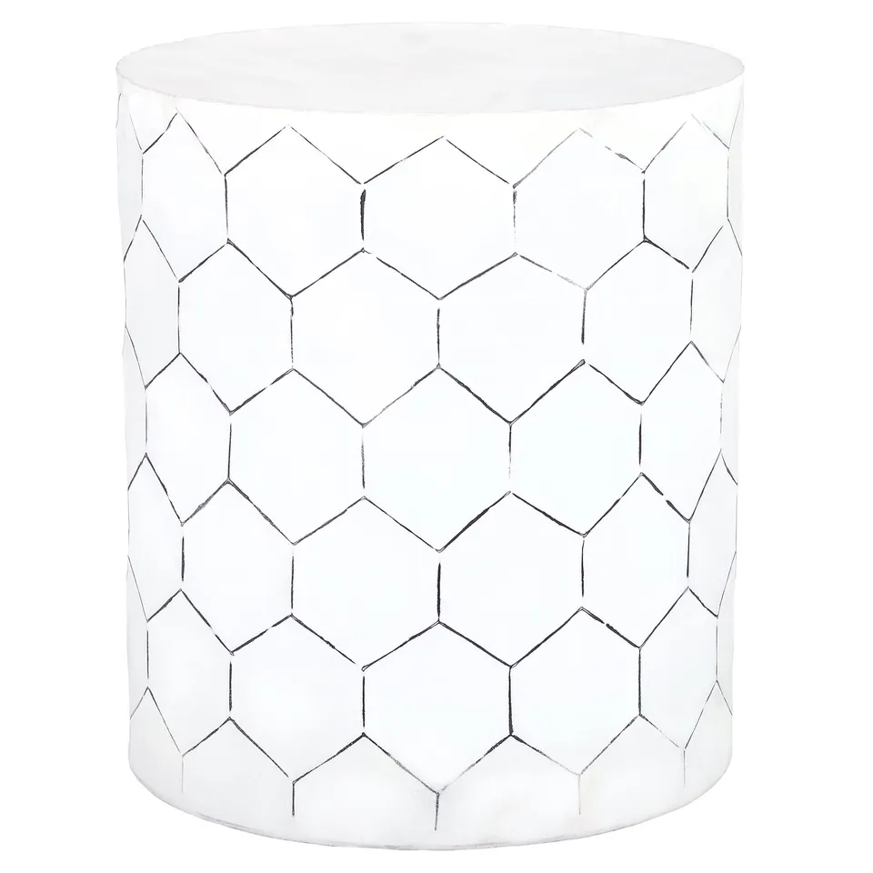 ECD Germany Möbel table d'appoint blanche métal 38x45 cm hexagone