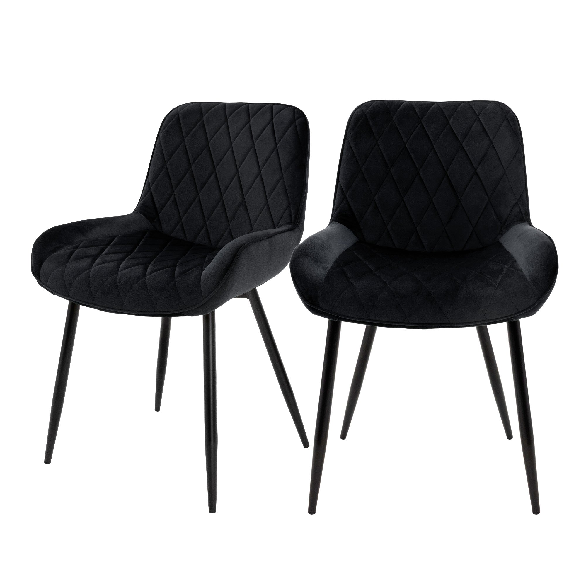ML-Design Chaise salle à manger velours noir matelassé lot 2