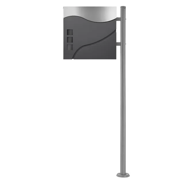 ECD Germany Boîte aux lettres sur pied argent Modèle 10 37cm +journal