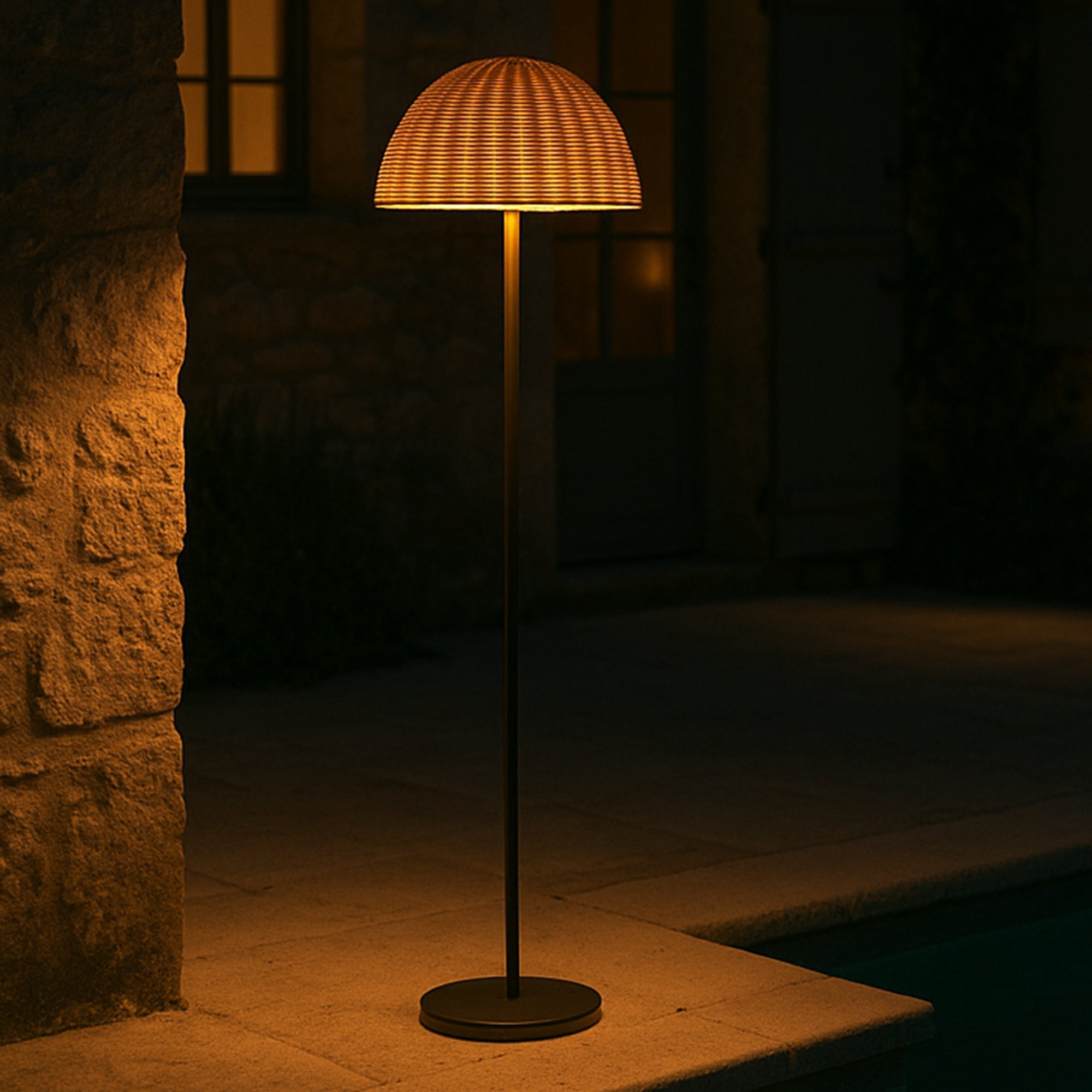 Red Deco Faroe Tall Solar lampadaire rotin 160cm télécommande