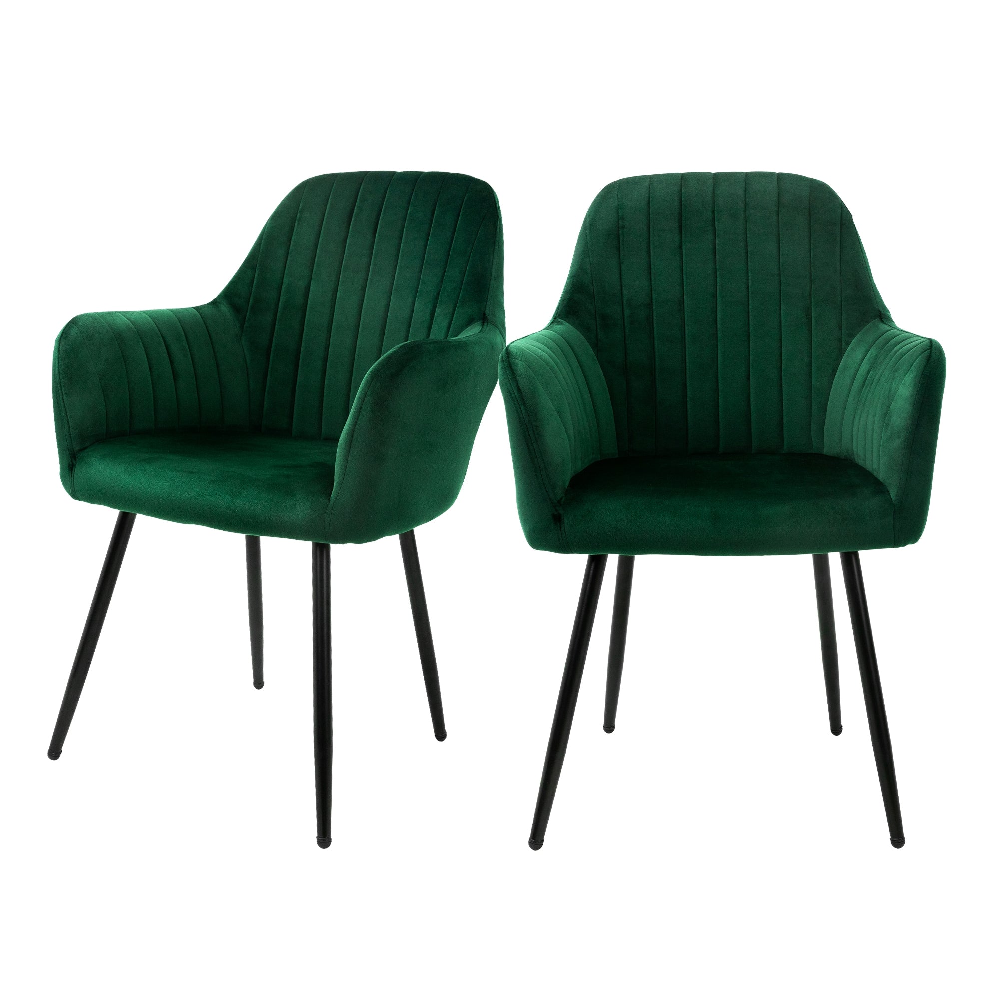ML-Design chaises salle à manger velours vert lot 2 dossier rembourré