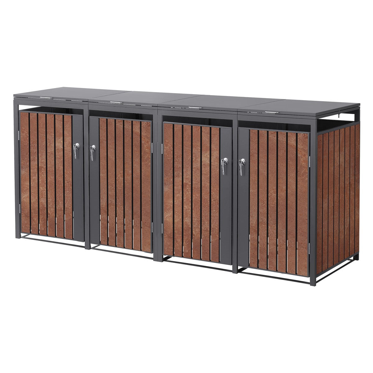 ECD Germany Garten Cache Poubelle 4x240L Acier Rouille