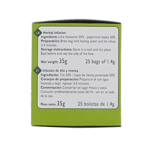 Leader Price Petit-déjeuner infusion tilleul menthe 25 sachets 35g