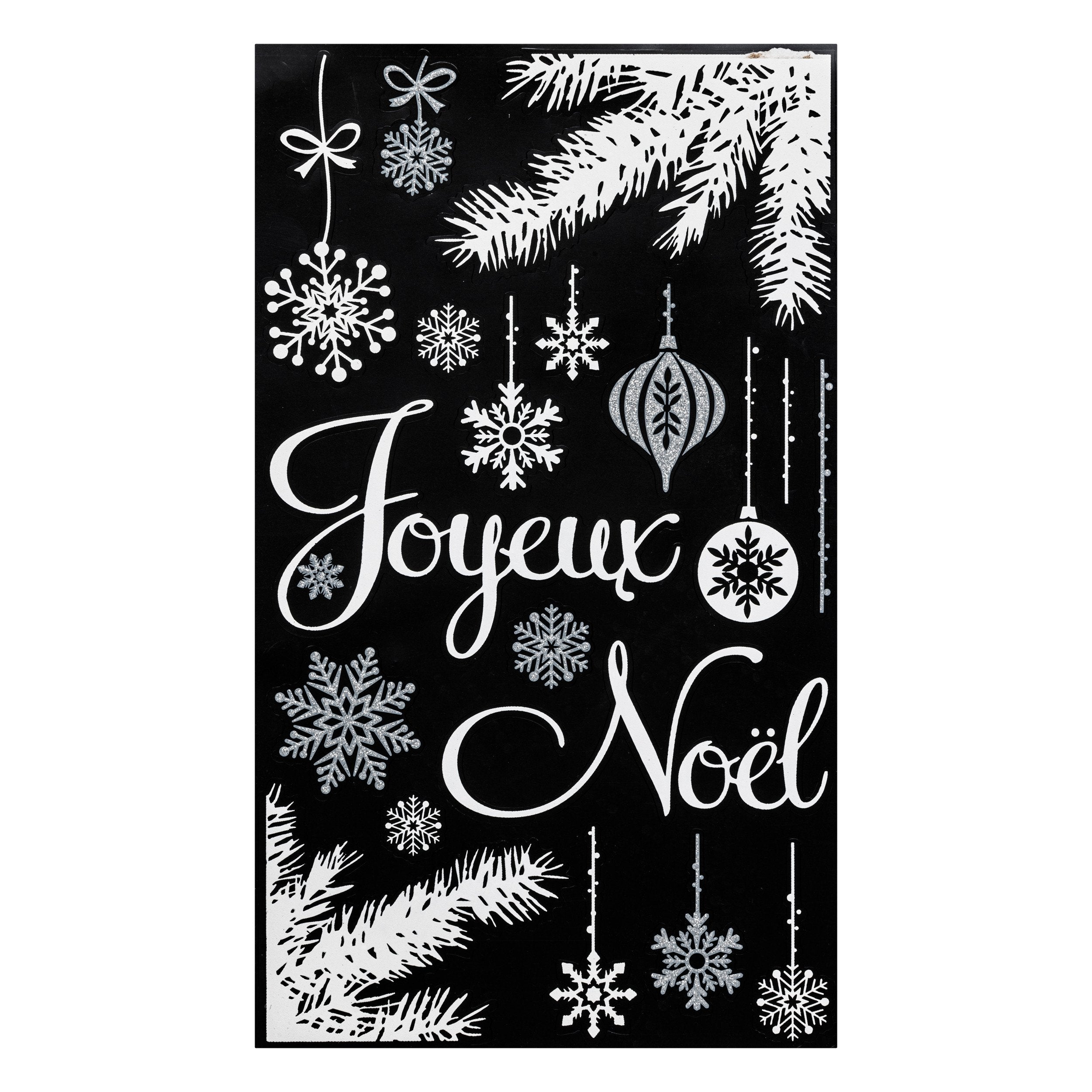 Stokomani sticker Noël paillettes argentées 24x41 cm