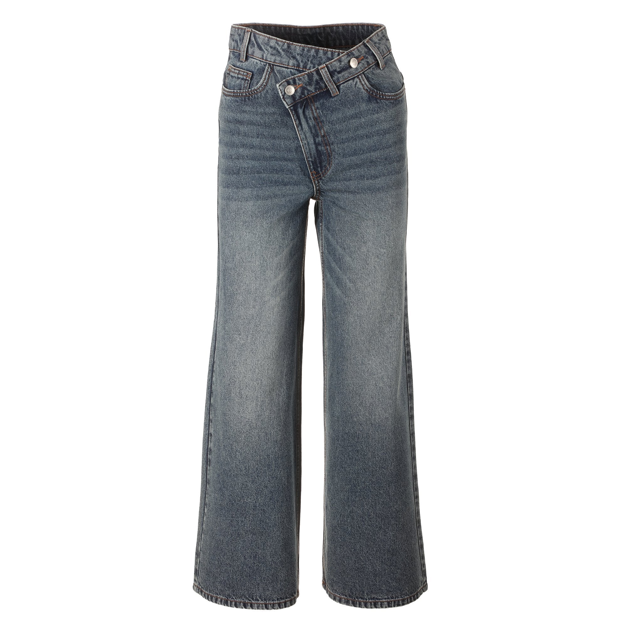 Stokomani Mode jean fermeture croisée bleu foncé taille 34