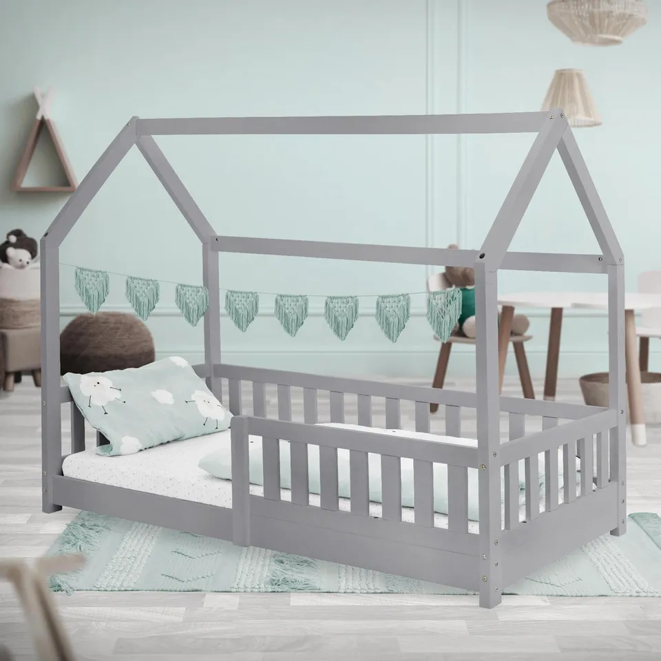 ECD Germany Kinder lit cabane enfant 80x160 gris clair pin B-Ware