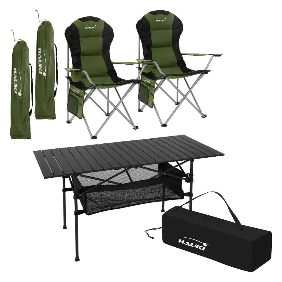 ECD Germany Hauki set camping table pliante + 2 chaises kaki