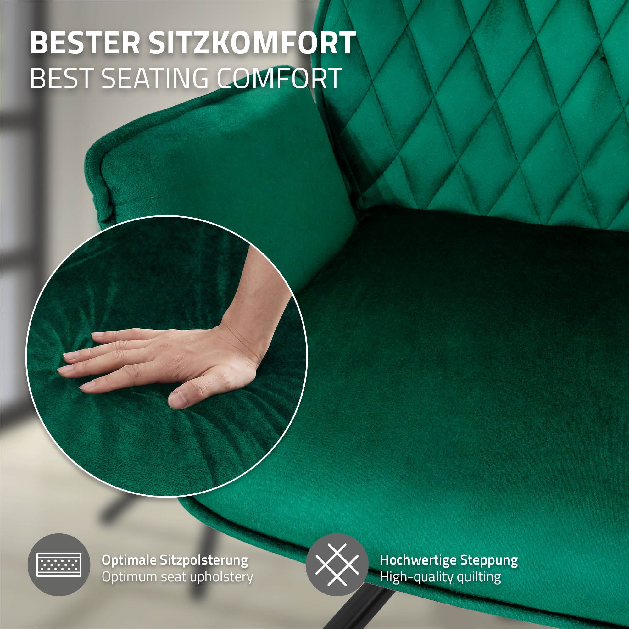 ECD Möbel ML-Design chaise pivotante vert foncé velours