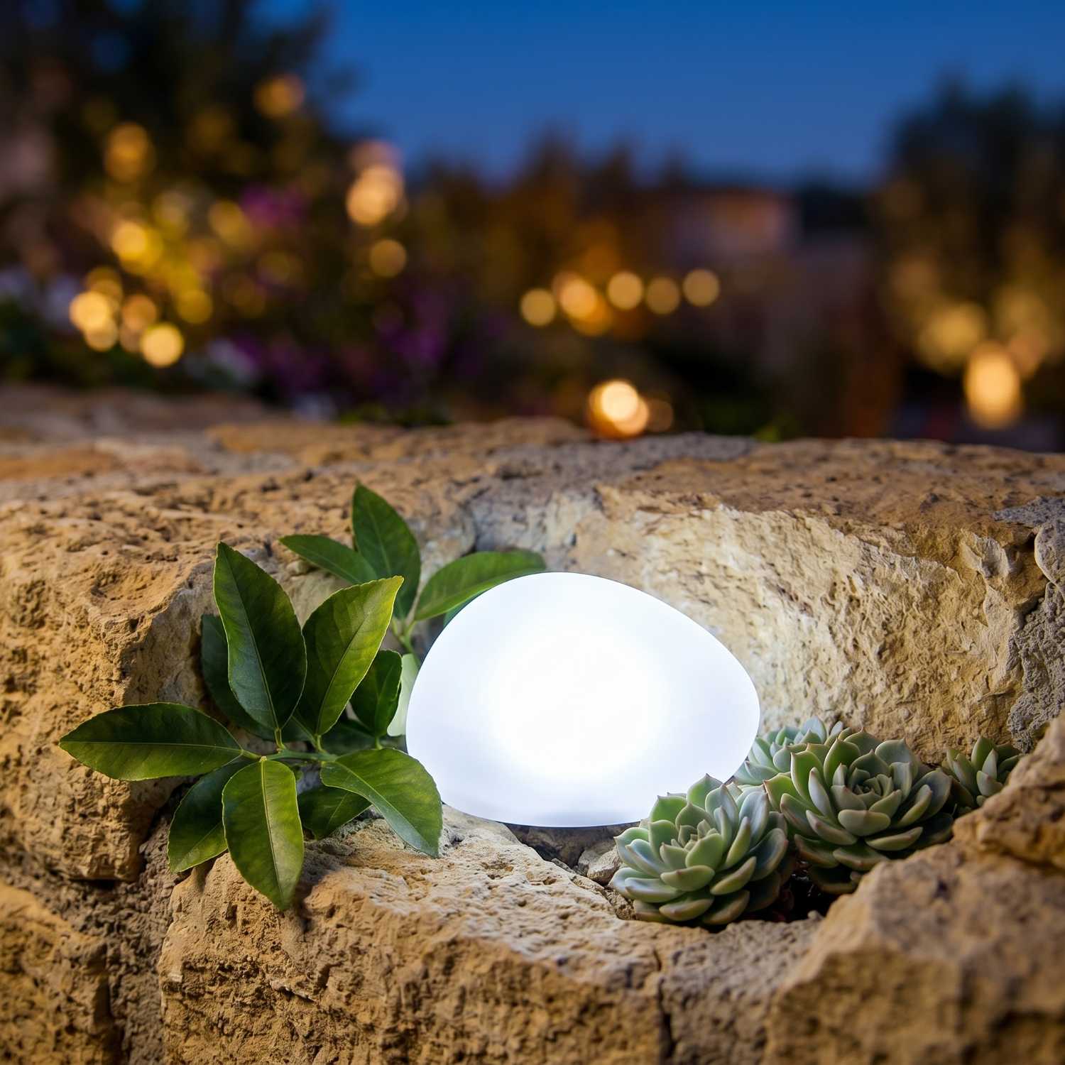 Red Deco Solenzara galet solaire LED blanc Ø16 cm