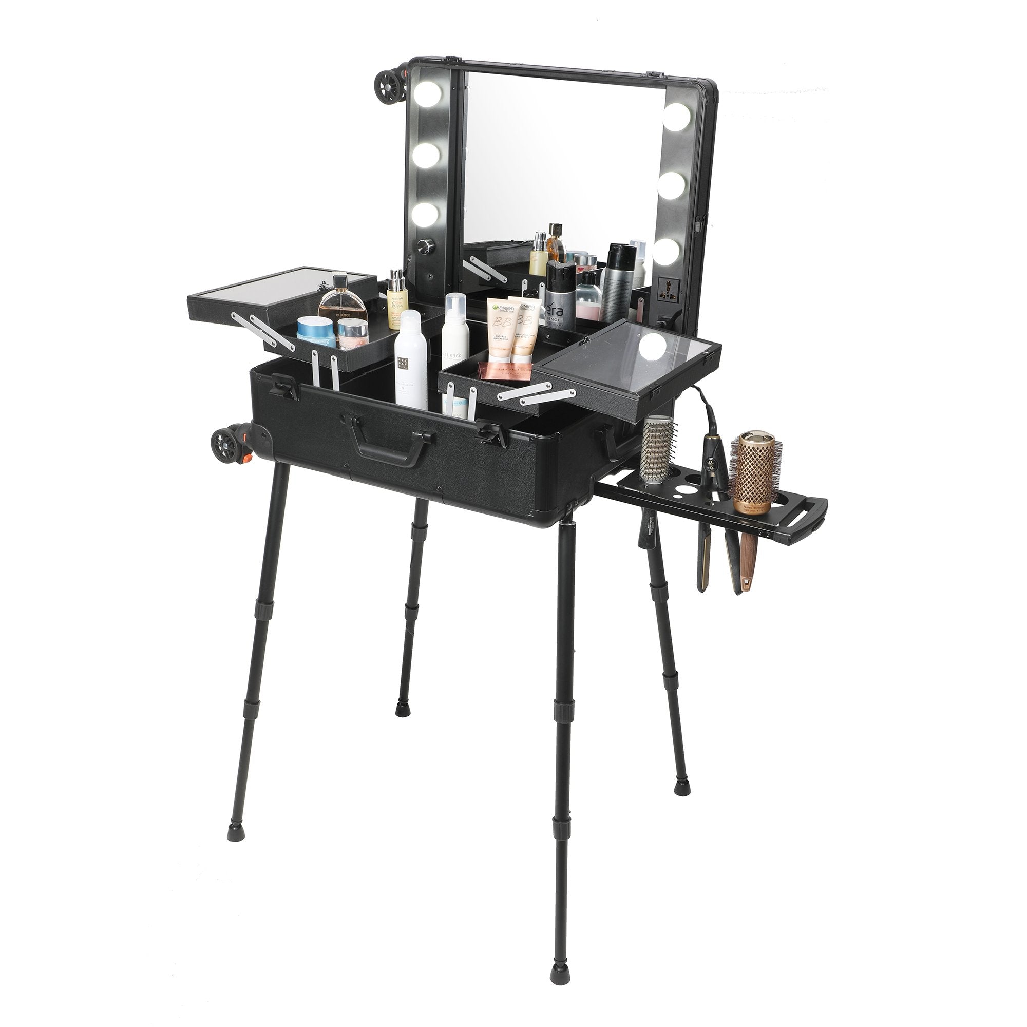 Stokomani valise maquillage pro lumineuse LED 6 ampoules roulettes