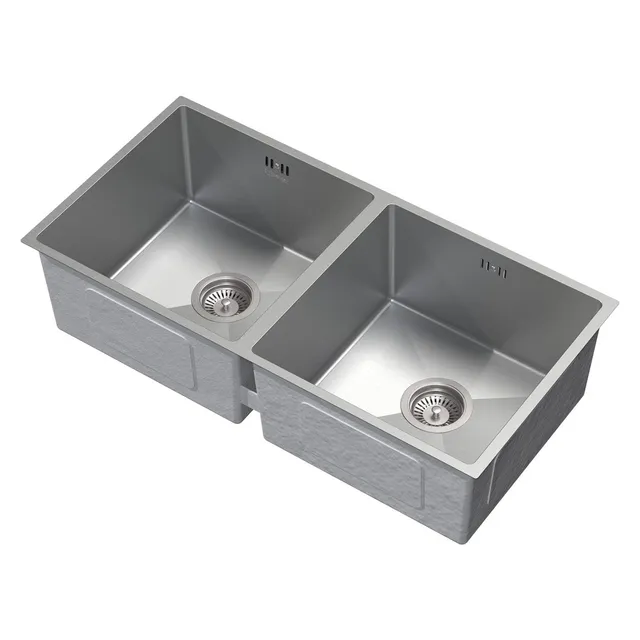 ECD Germany évier cuisine inox 81,5x40 double bac argent